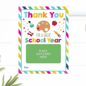 Porta-cartão-presente de fim de ano para professores, presente de agradecimento para professores, último dia de aula, download digital não editável