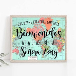 Spanish Teacher Classroom Door Sign, Bienvenidos Classroom Decor Custom Teacher Sign, Back to School Door Sign, Teacher Door Hanger, TEA01