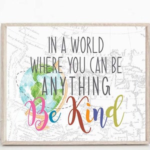 Lehrer, Klassenzimmer Inspiration Schild Weltkarte Abenteuer Klassenzimmer Türschild Klasse, Be Kind Schild für das Klassenzimmer