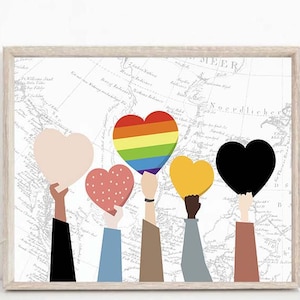Equality, Kindness Matters, Diversity Hands Poster, Peace, Humankind, Diversity Art, Rainbow Poster, Diversity office, Social Worker Art