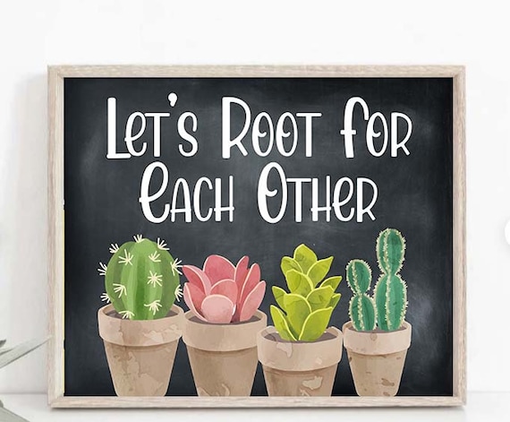 Laten we rooten voor elkaar Poster Cactus Classroom Decor Digital Print Plant Decor Playroom Decor Be Kind Cactus thema klasse Afdrukbaar
