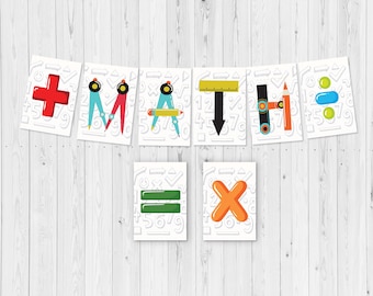 Letrero de matemáticas para puerta de aula, decoración para aula de matemáticas, letrero personalizado para profesor, banderines para aula de matemáticas, letrero de matemáticas para rincón de matemáticas