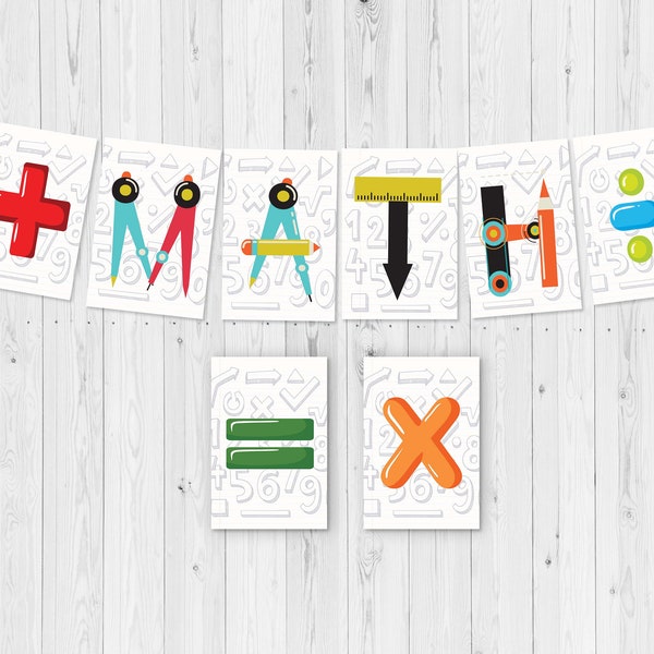 Math Banner Classroom Door Sign Maths Classroom Decor Custom Teacher Sign, Mathematics Classroom Bunting Math Corner Mathematics Sign