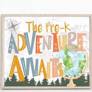 Pre K Welcome to Classroom Türschild Weltkarte Abenteuer erwartet Klassenzimmer Türschild, Karte, Welt, Reisethema PreK Türschild 0010a