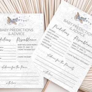Printable Baby Predictions Games and Activity Airplane Boy Baby Shower Adventure Awaits Baby Shower Travel themed Up Up and Away 0018