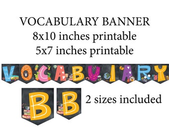 Wortschatz Banner druckbare Klassenzimmer Banner Elementarklasse Dekor bunte sofortige Download Klassenzimmer Curriculum Display Banner
