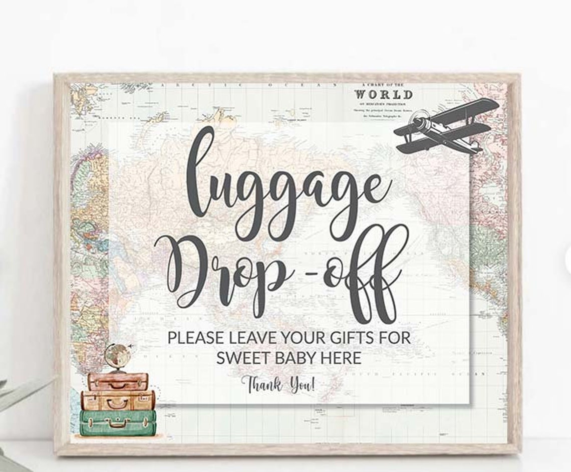 Luggage Drop off Sign Travel Theme Baby Shower Adventure Etsy