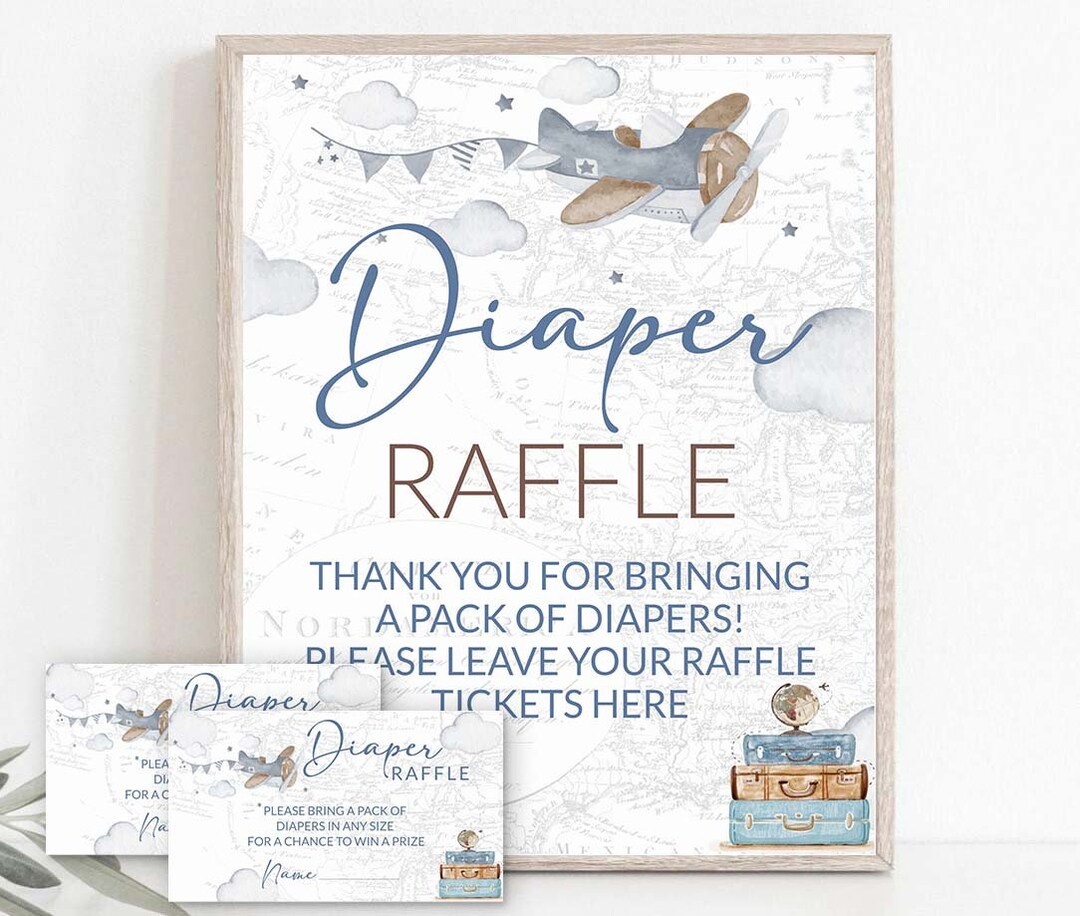 Airplane Baby Shower Diaper Raffle Boy Baby Shower Games and Activities ...