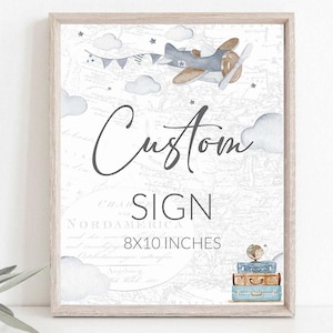 Bearbeitbares Babypartyschild 8x10 Zoll Oh Boy Flugzeug Poster Abenteuer erwartet Babyparty Reise Babypartytischstation Zeichen 0018