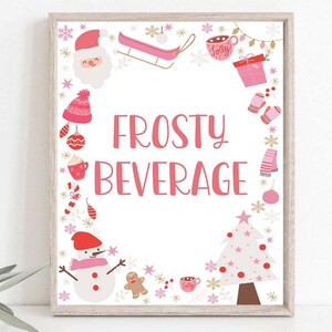 Christmas Birthday Party Beverage sign printable Christmas Party Decorations Girl Birthday Oh what fun First Birthday INSTANT DOWNLOAD 0066