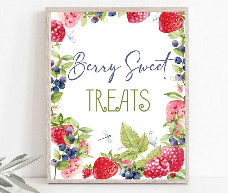 Berry Sweet Treats Sign Strawberry Party Strawberry Birthday Sign Baby ...