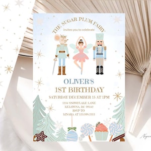 Nutcracker Birthday Invitation: Land of Sweets, Sugar Plum Fairy (Digital Template 5x7&quot; 0068