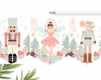 Nutcracker Christmas Tea Party Banner Holiday Party Banner Land of Sweet Winter Printable Sugar Plum Fairy Bunting Download 0068