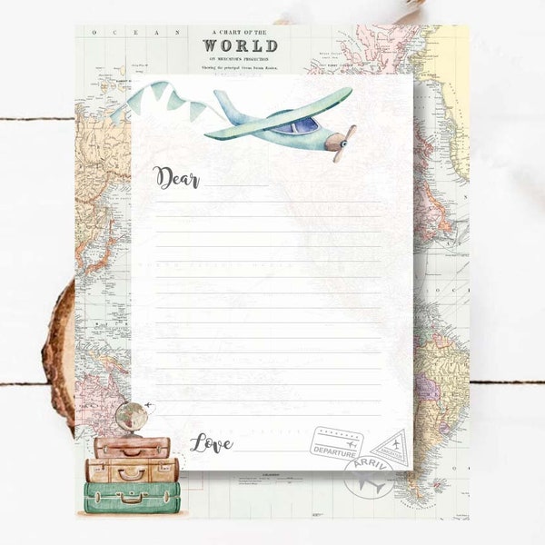 Well Wishes cards, Advice cards, Onederful Birthday Printable Note Cards 1st Birthday Around the World Travel Adventure Theme Airplane  GR1