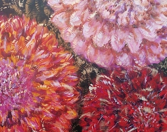 Arte original Flores acrílico Sobre lienzo