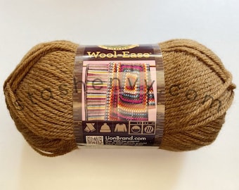 Wool Ease Lion Brand, Cacao (620-129) Cocoa #4 Worsted, 3 oz 197 yards, Destash, Brown Yarn, Knitting Supplies, Crochet Supplies