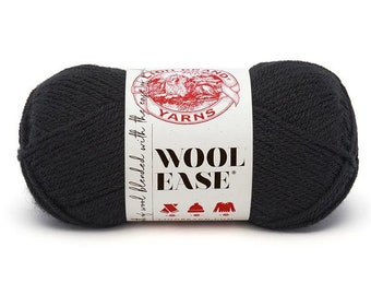 Wool Ease Lion Brand, Black (620-153) #4 Worsted, 3 oz 197 yards, Destash, Black Yarn, Knitting Supplies, Crochet Supplies