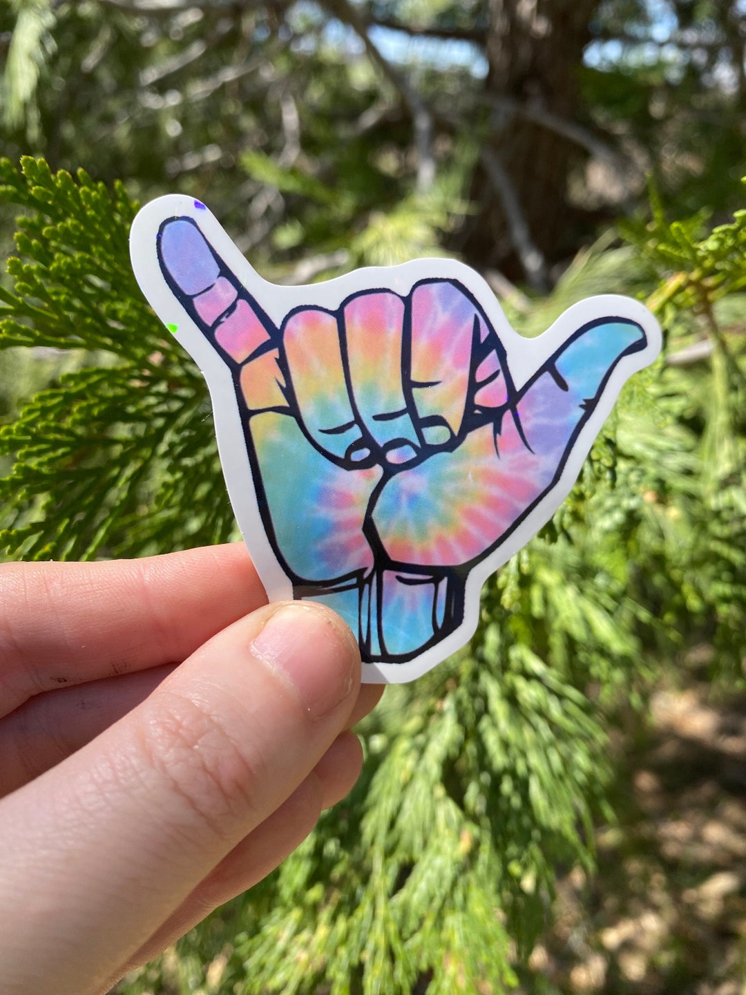 Holographic Hang Ten Sticker Vinyl Sticker Surfer Sticker Water Bottle