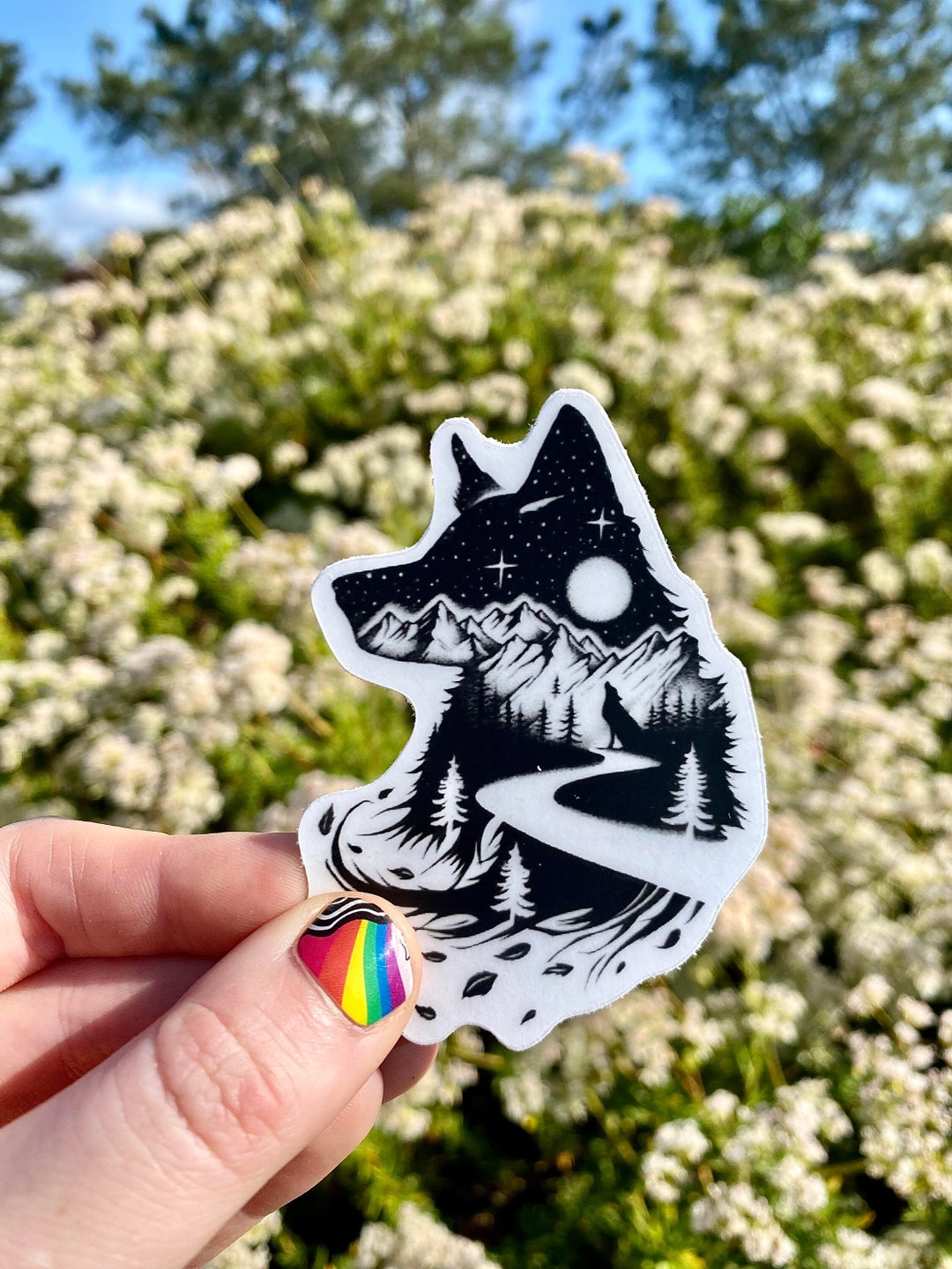 Wolf Silhouette Sticker Free Shipping Etsy