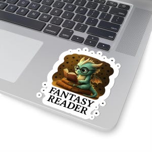 Fantasy Reader Dragon Stickers, Cute Dragon Art, Book Lover Gift, Reading Stickers, Fantasy Decor, Journal Stickers, Laptop Decals