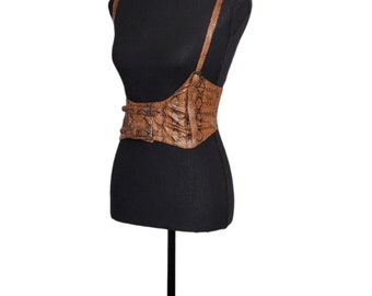 Women's Palomino Brown Snakeskin Print Leather Suspender Harness Belt