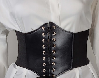 Renaissance Black Waspie  Corset Belt