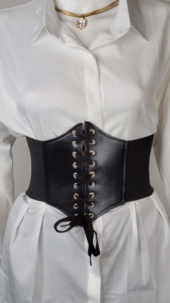 Vintage Gothic PU Leather Corset Belt For Women Slimming Lace Up