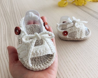 Crochet Baby Sandals | Baby Summer Booties| Newborn Gift | Baby Shower Gift | Cotton Sandals (60)