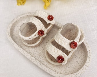 Crochet Baby Sandals | Baby Summer Booties| Newborn Gift | Baby Shower Gift | Cotton Sandals (61)