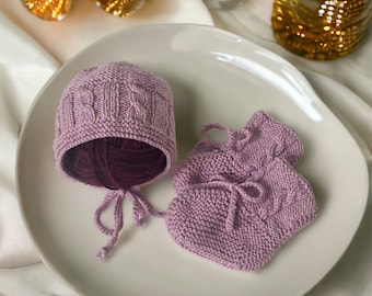 Knit Baby Booties & Bonnet Set|Baby Booties|Baby Beanie|Newborn Gift|Baby Shower Gift |Baby Photo Props (67)