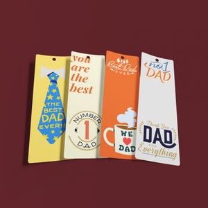 Father&#39;s Day Printable Bookmarks: Set of 6 Coloring Designs (Digital Download)