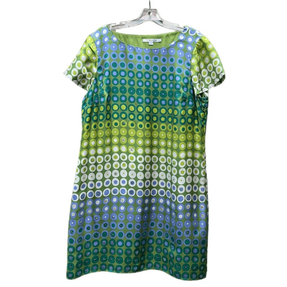 Vintage Polka Dot Silk Shift Dress with Large Sequins l Green Periwinkle Blue l Sparkles
