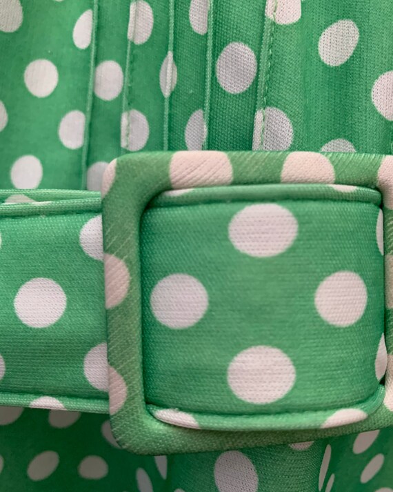 Green and White Polka Dot Dress Vintage 60's or 7… - image 4