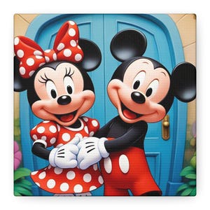 Canvas Print, Micky and Minnie Disney Wall Art, Home Decor, Cartoon Character Poster, Kids Room Decor, Nursery Wall Hanging
