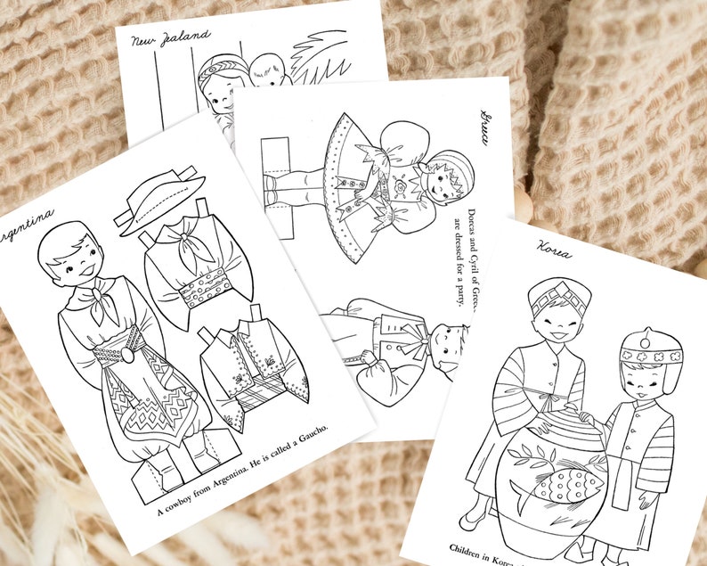 Children of the World Vintage Coloring Pages Printable - Etsy