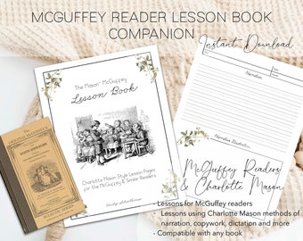 McGuffey Readers Lesson Book, Charlotte Mason Language Arts Lessons, Copywork pages, Narration, Homeschool Language Arts, Dictation