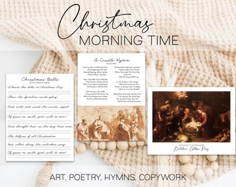 Navidad por la mañana, menú de la mañana, arte navideño, poesía, himnos y textos publicitarios, Navidad Charlotte Mason Morning Basket Recursos