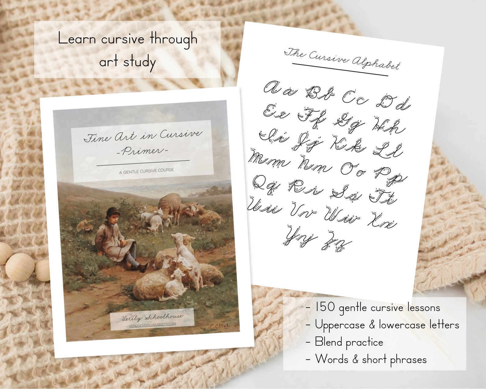 Cursive Workbook Fine Art in Cursive Primer Printable Etsy