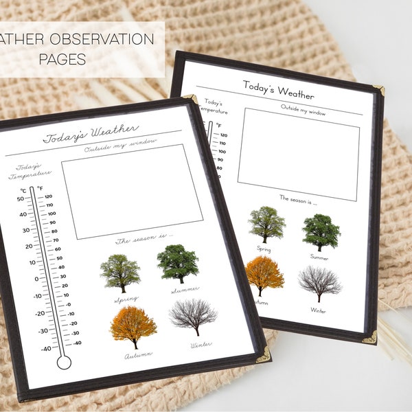 Weather Tracking Pages | Weather Morning Menu Pages | Morning Menu Weather | Cursive and Manuscript