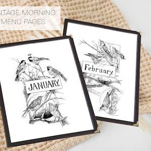 Morning Menu Covers and Poems | Vintage Month Pages | Morning Menu Poetry Pages