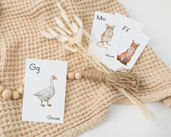 ABC Flashcards Watercolor Animal ABC Cards Printable - Etsy