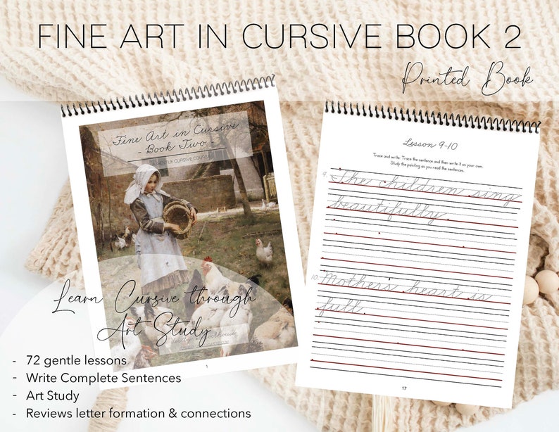 Fine Art in Cursive Workbook learn Cursive Book Gentle Etsy