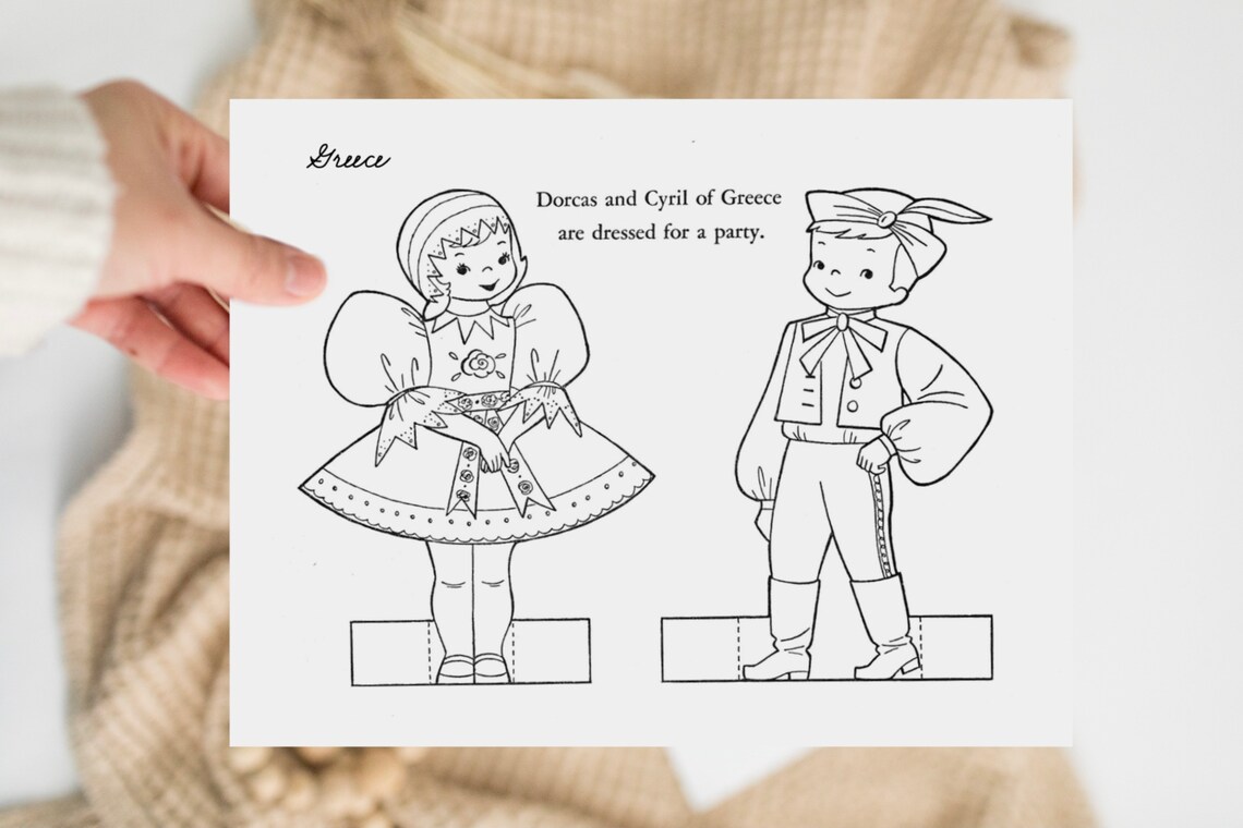 Children of the World Vintage Coloring Pages Printable | Etsy