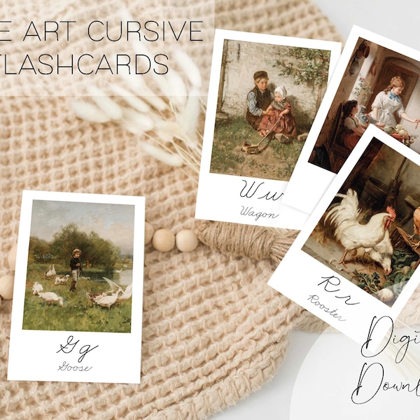 ABC Flashcards | Fine Art Cursive Flashcards | Printable Flashcards | Montessori Flashcards