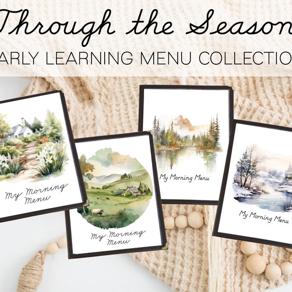 Early Learning Through the Seasons Menu Pages | Preschool Menu |Preschool Morning Menu | Early Learning ABC | Nature Themed | Morning Basket