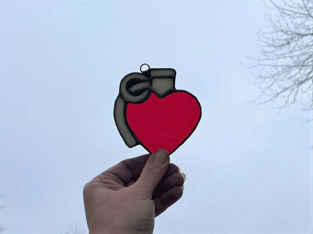 Love Bomb / Hand Grenade Stained Glass Art Suncatcher Window Etsy