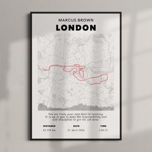 Marathon van Londen – hardloopwedstrijdkaart met naam en citaat – #1 Light (meerdere maten)