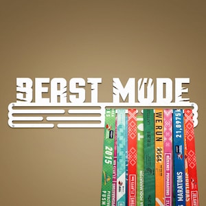 Beast Mode  – United Medals Sports Medal Hanger Display – White Powder Coating