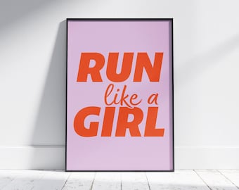 Corri come una ragazza – Poster motivazionale per la corsa – Viola (diverse misure)