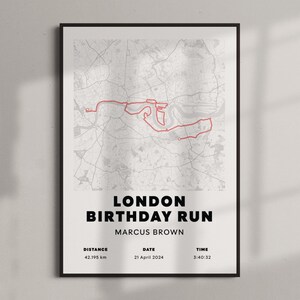Marathon van Londen – hardloopwedstrijdkaart met naam – licht nr. 2 (meerdere maten)